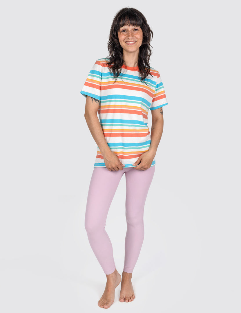 Woman wearing striped T-shirt