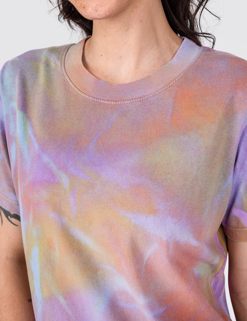 Close up of tie-dye T-shirt