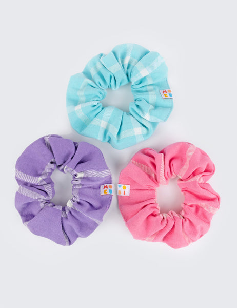 Pastel Grid Scrunchie 3-Pack – Mokuyobi display picture 1