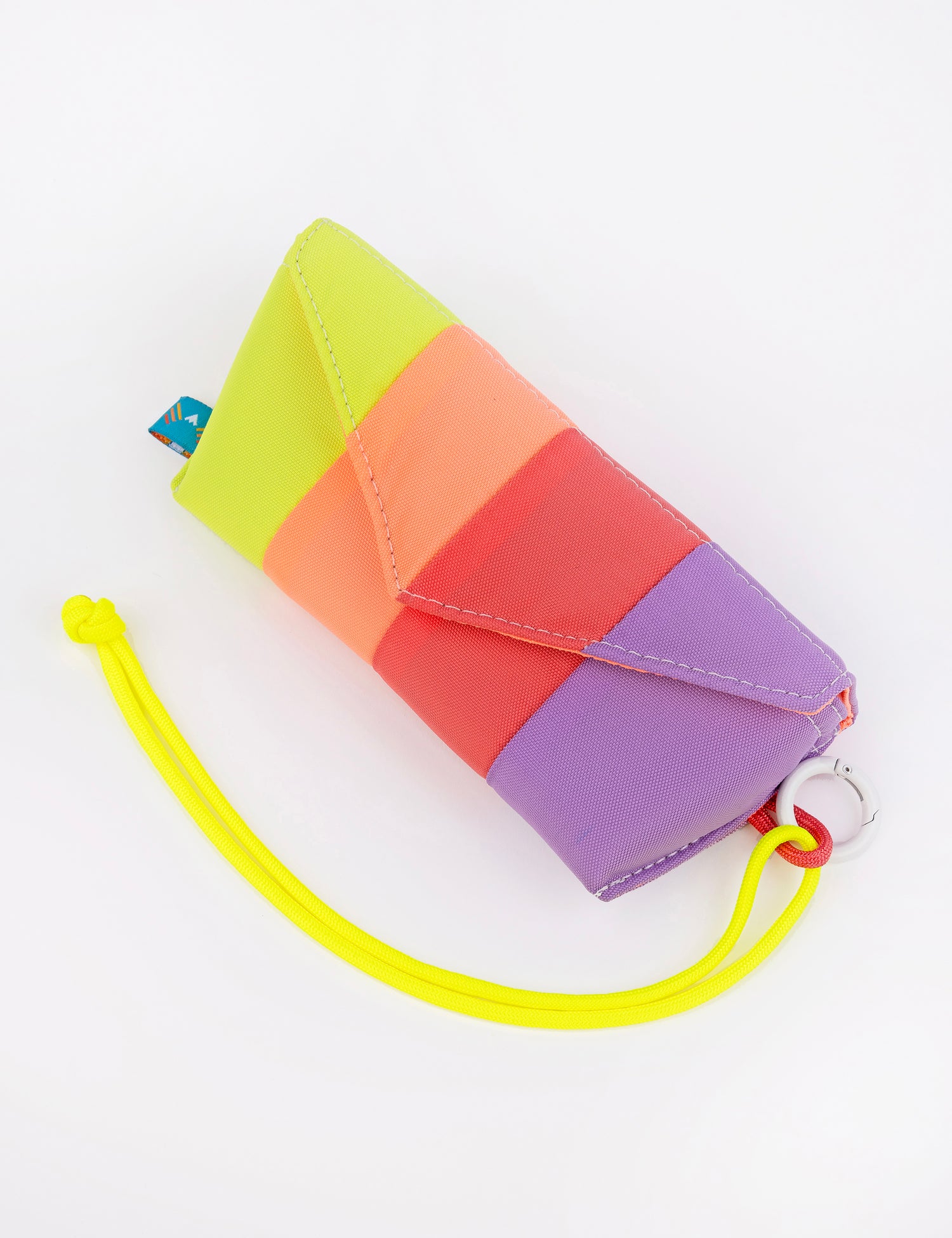 rectangular sunglasses case with yellow coral watermelon and lavender stripe design