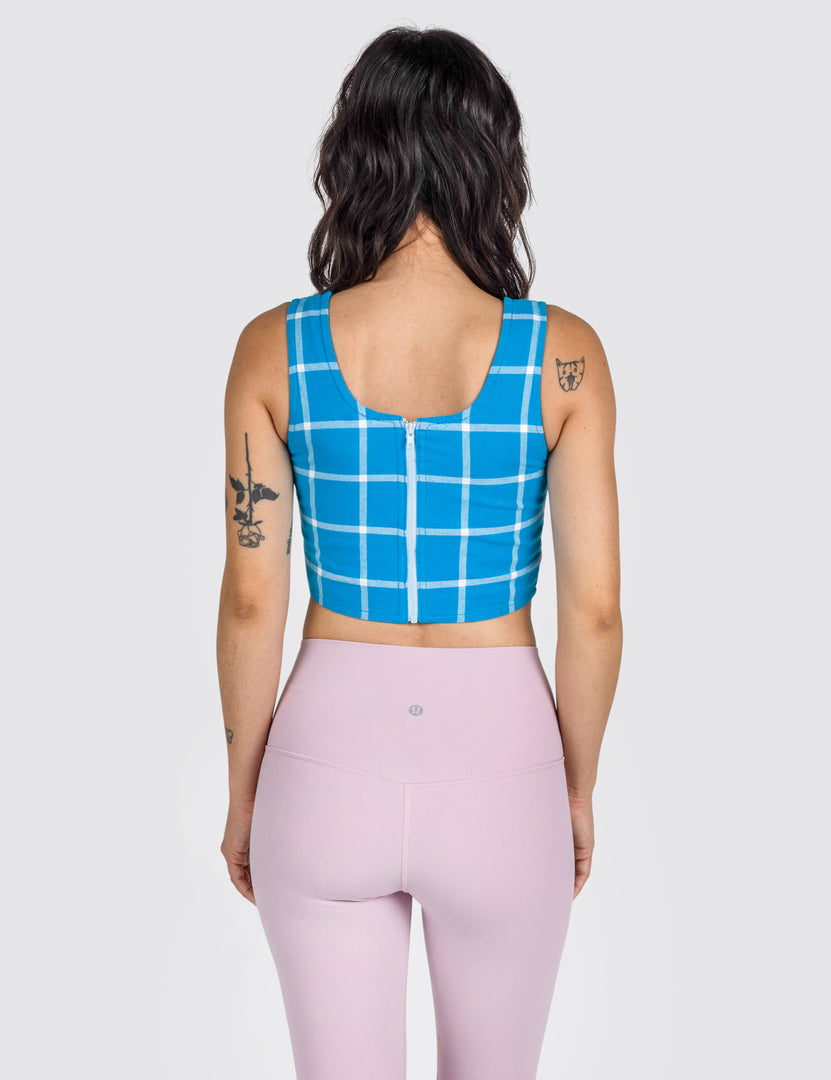 woman in the Grid Corset Top