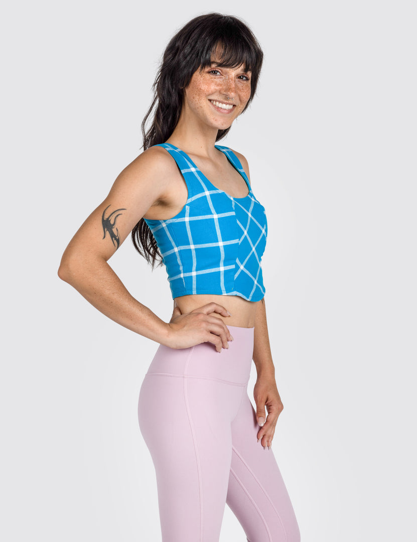 woman in the Grid Corset Top