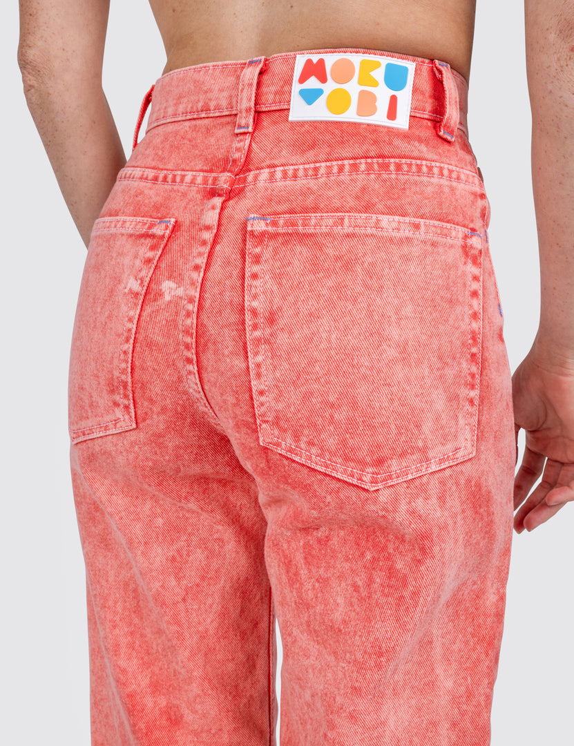 Cherry Acid Wash Denim Jeans