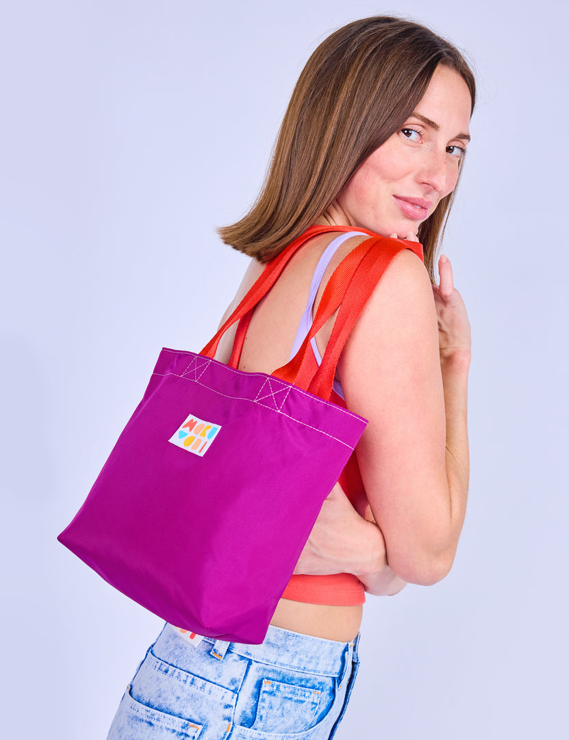 Grape Nylon Mini Tote