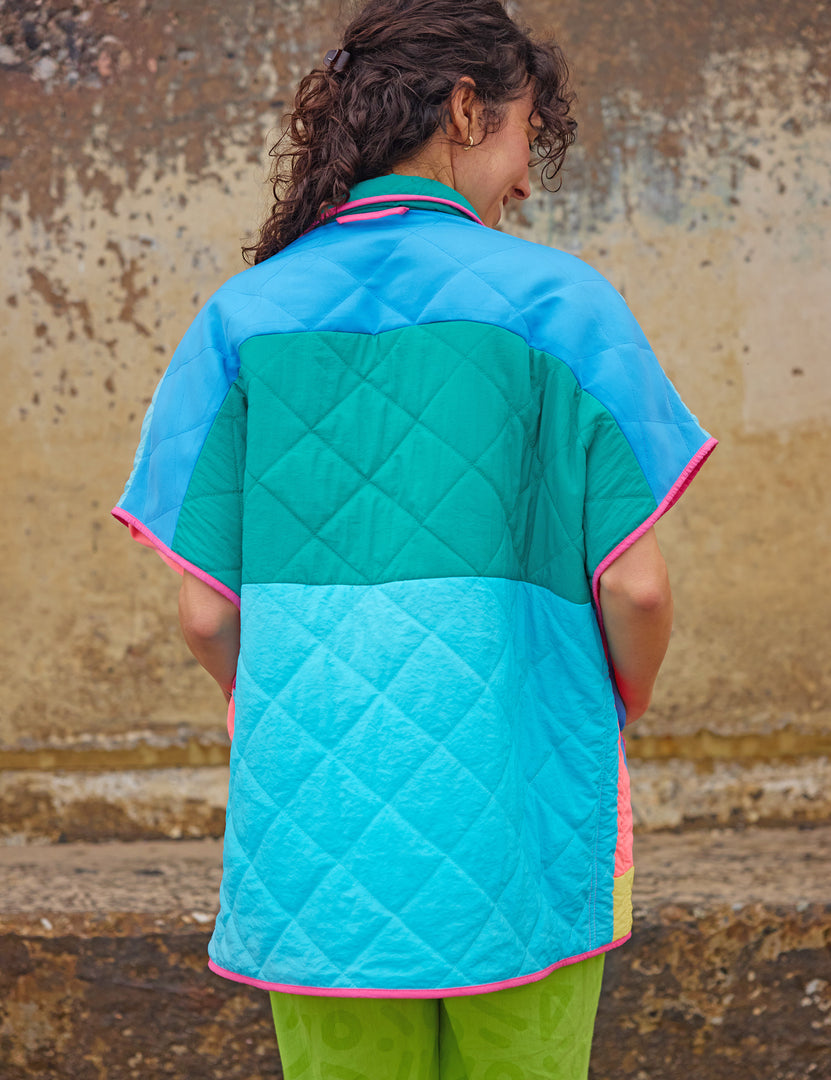 Lagoon Quilted Poncho Vest