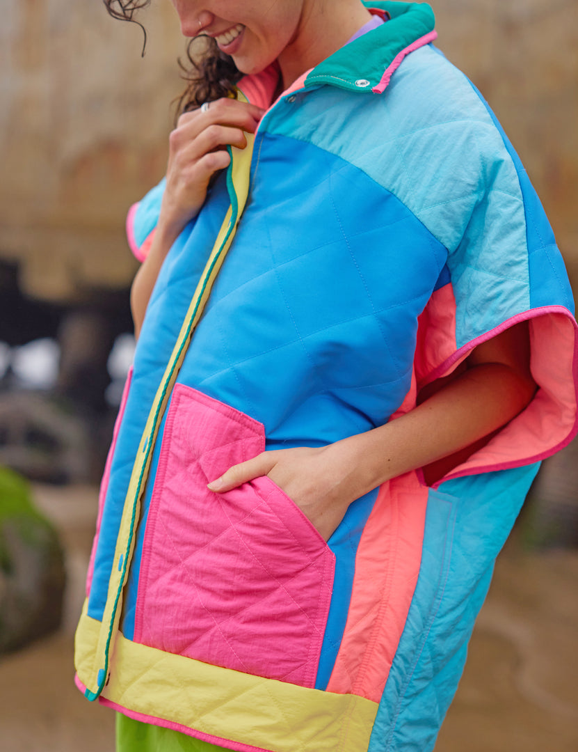 Lagoon Quilted Poncho Vest