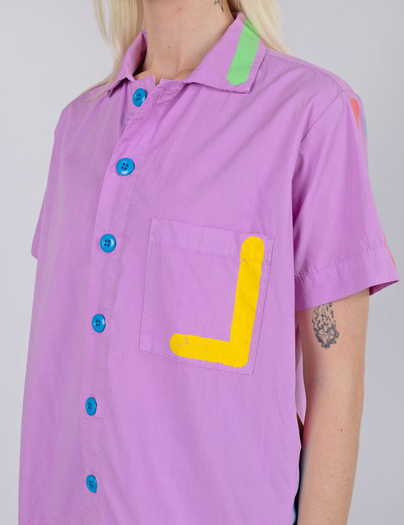 Neon Lines Tropical Button Up