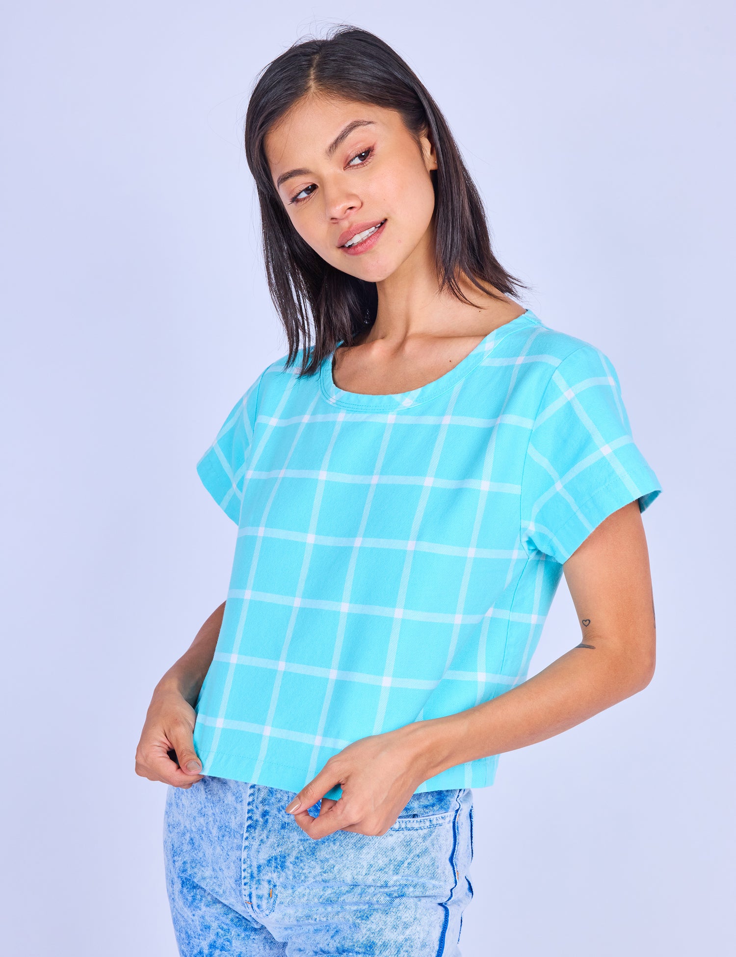 Sky Grid Crop Top