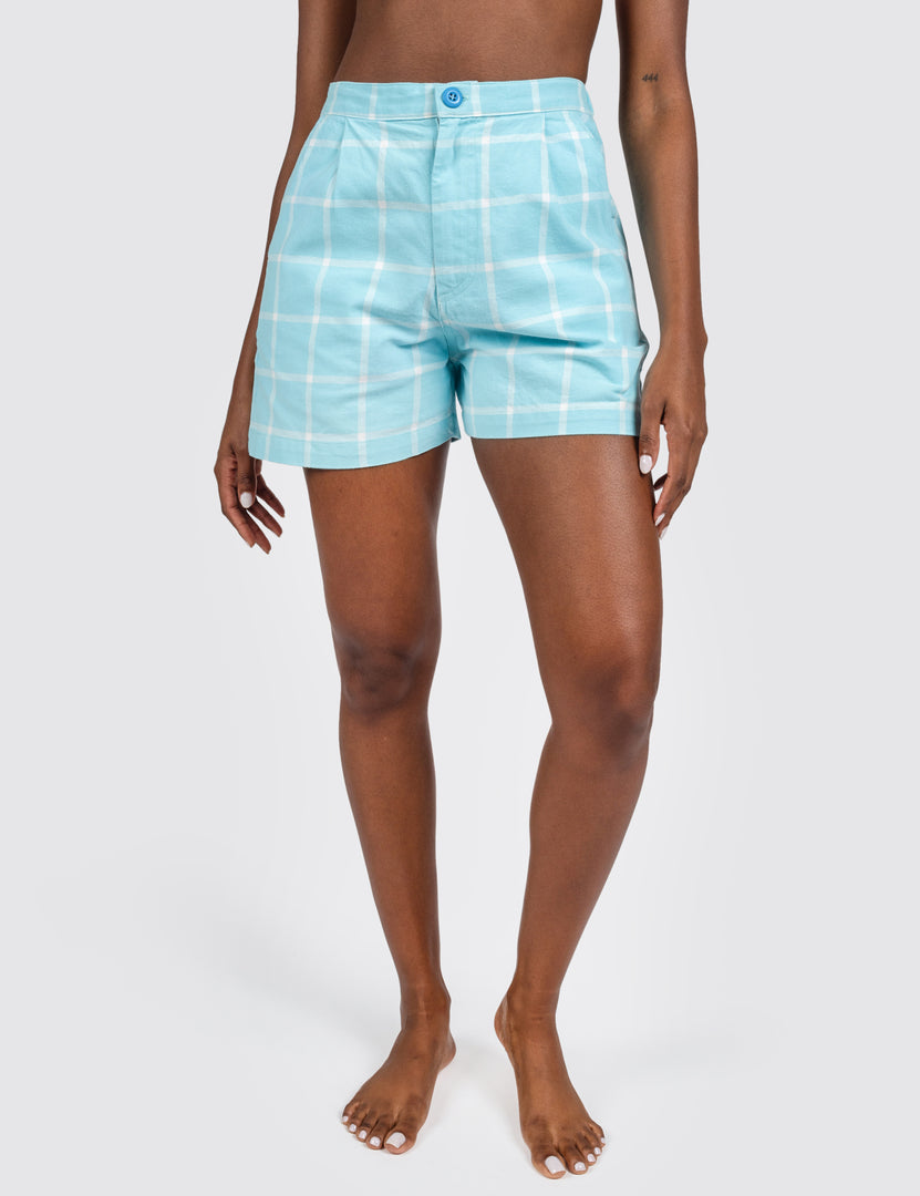 Woman wearing Grid Shorts