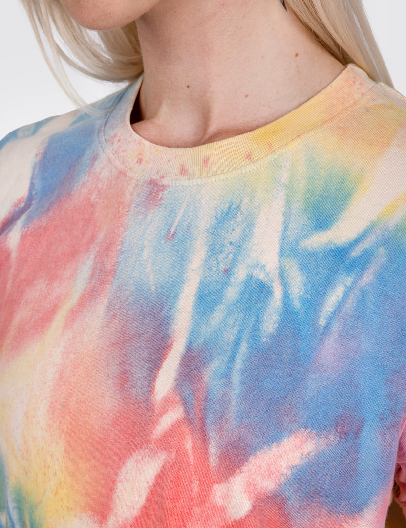 close up view of the tie-dye T-shirt