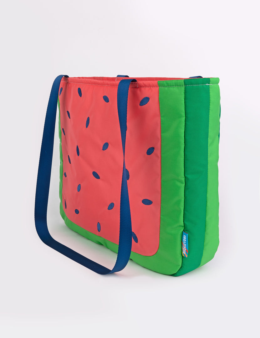 Picture of a tote bag in the shape of a watermelon