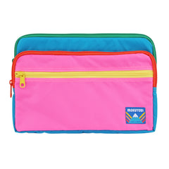 A colorful laptop case with zipper pockets