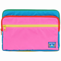 A colorful laptop case with zipper pockets