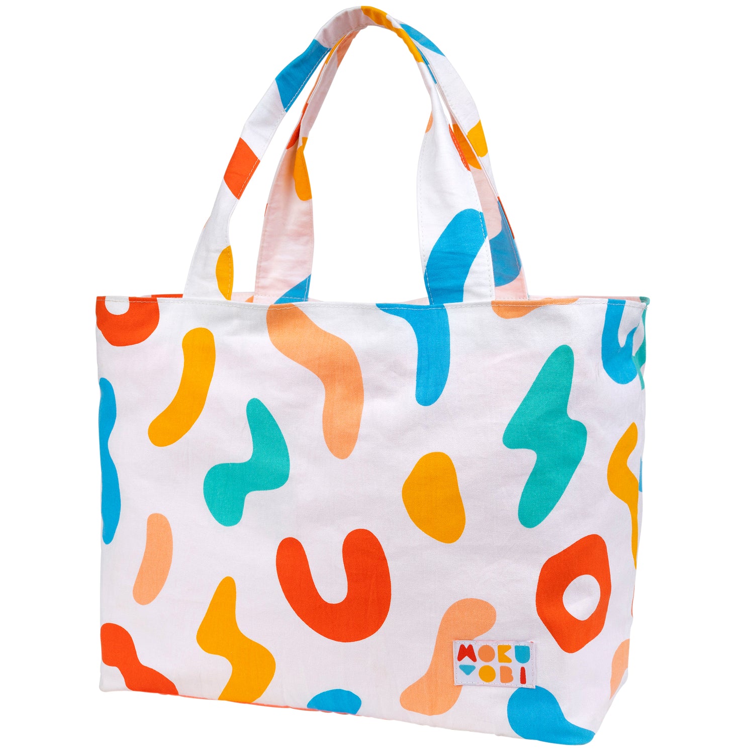 Large tote bag with large colorful squiggles