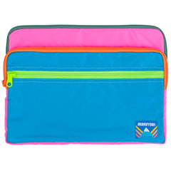 A colorful laptop case with zipper pockets