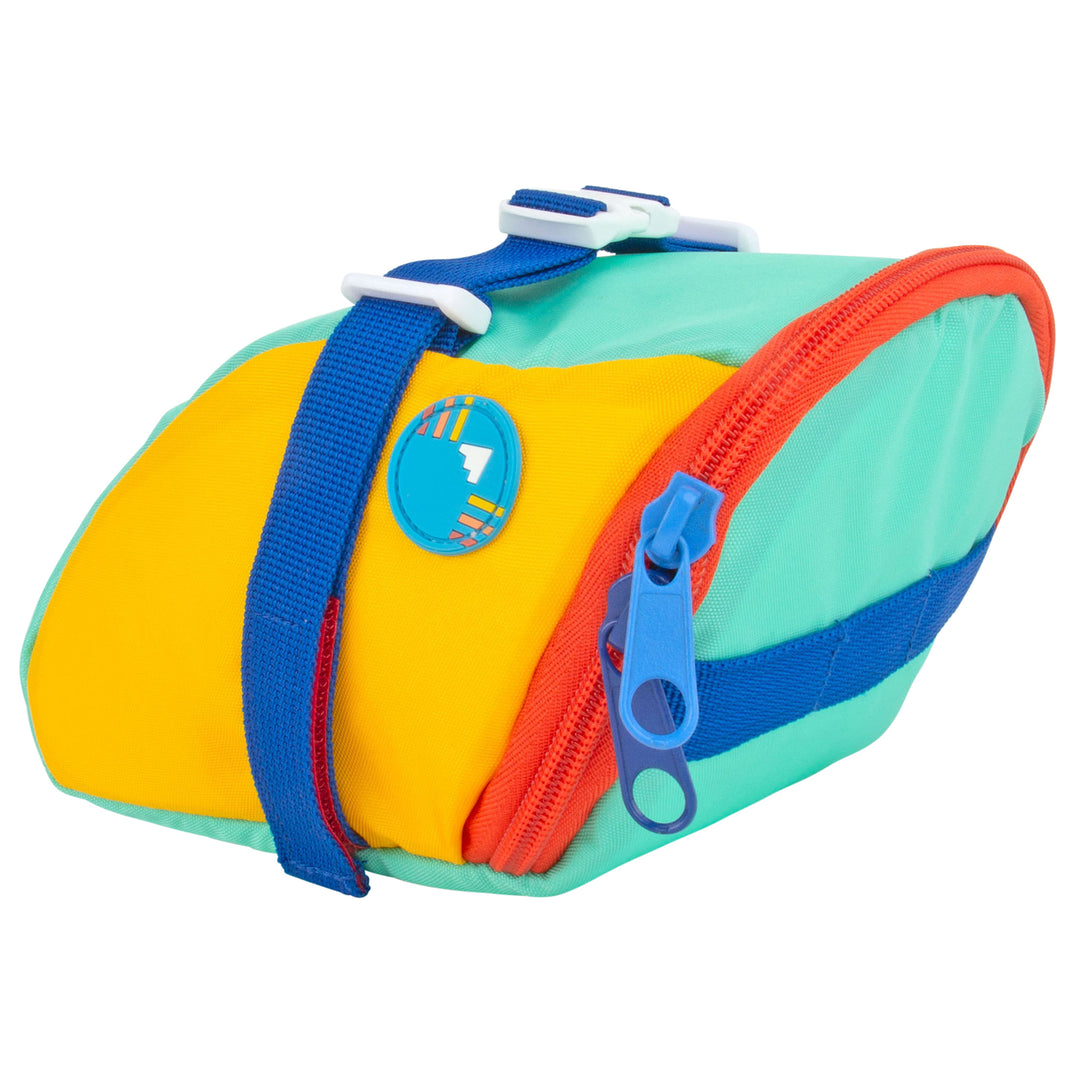 Under the seat, colorful bike seat bag