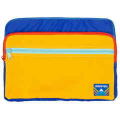 A colorful laptop case with zipper pockets
